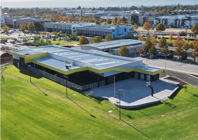 Aerial picture of Ellenbrook Youth Centre basketball half court